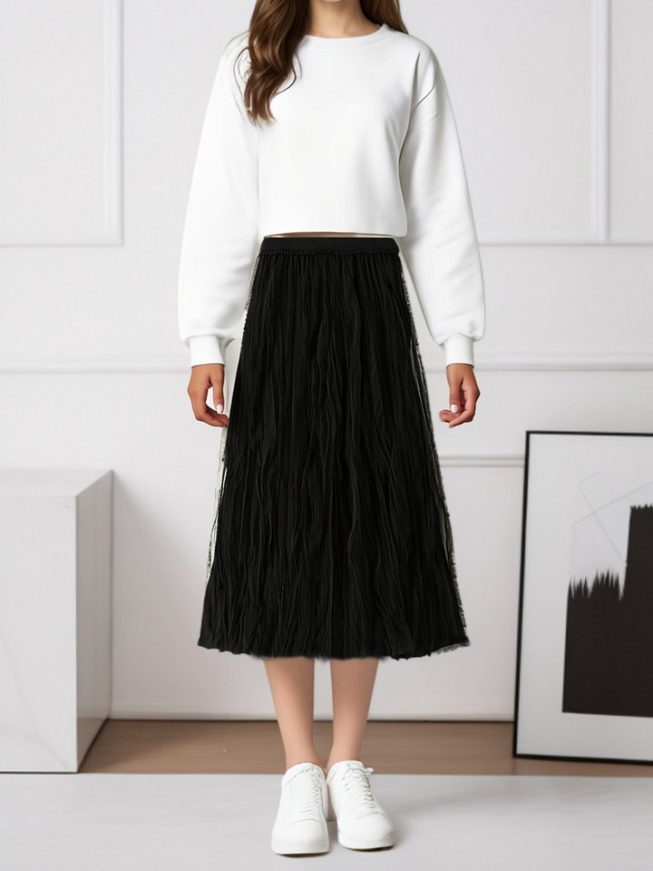 DEBAIJIA Meshrock Damen Falten hoher Taille rock Swing A-Linie Strand rock von DEBAIJIA