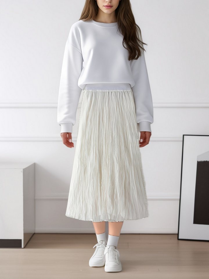 DEBAIJIA Meshrock Damen Falten hoher Taille rock Swing A-Linie Strand rock von DEBAIJIA