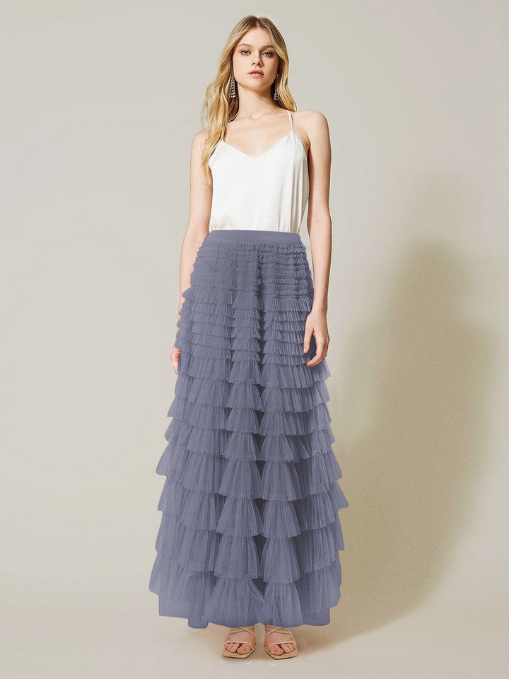 DEBAIJIA Meshrock Damen Frühling Herbst geschichteter Tüll-Tortenrock von DEBAIJIA