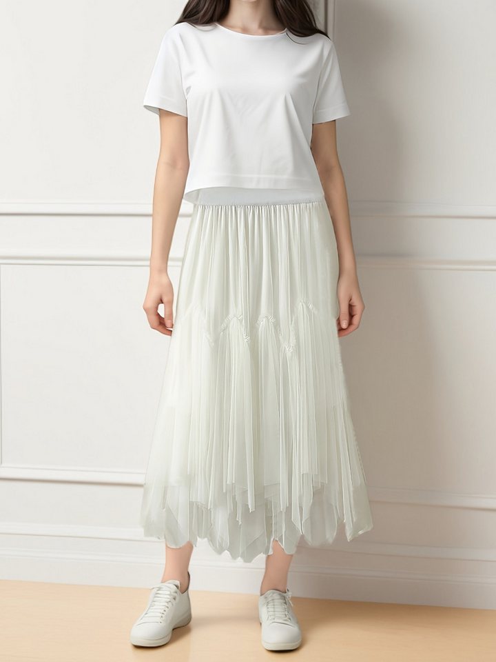 DEBAIJIA Meshrock Damen Röcke Lang Hoch Elastische Taille Elegant von DEBAIJIA