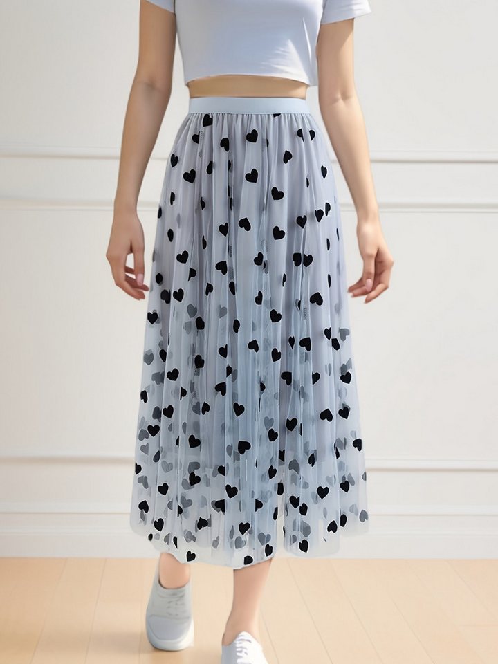 DEBAIJIA Meshrock Damen Tüllrock A-Linien-Plissee, elastischer, mit hoher Taille von DEBAIJIA