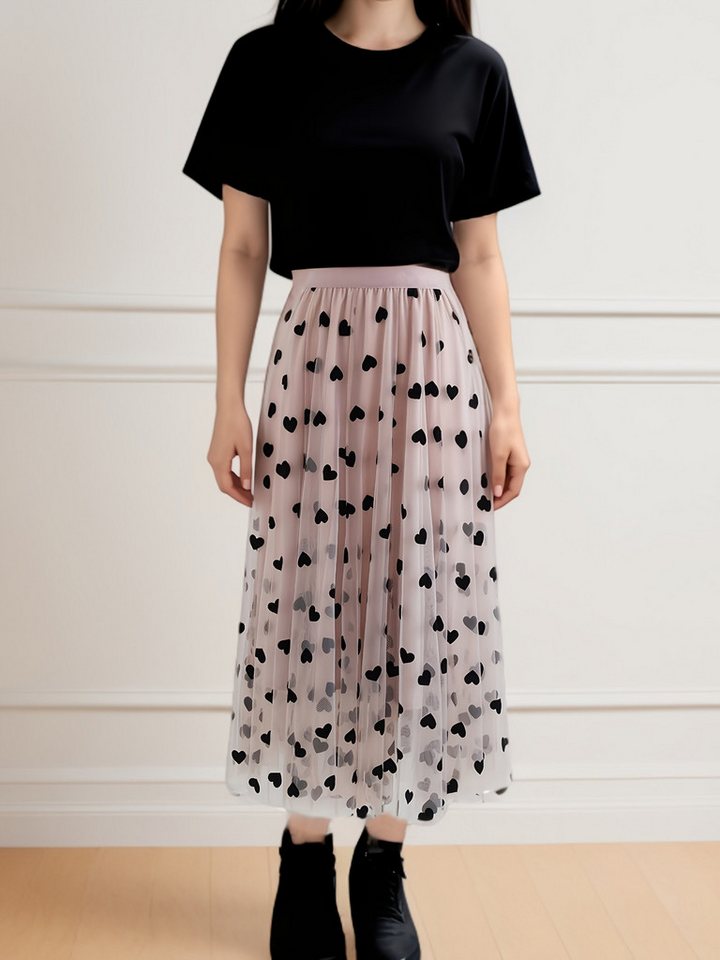 DEBAIJIA Meshrock Damen Tüllrock A-Linien-Plissee, elastischer, mit hoher Taille von DEBAIJIA