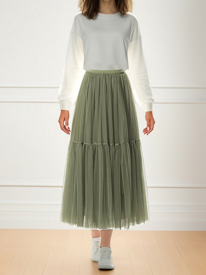 DEBAIJIA Meshrock Damen hoher Taille rock Falten Strand Maxirock von DEBAIJIA