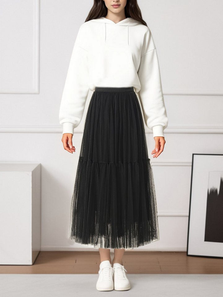 DEBAIJIA Meshrock Damen hoher Taille rock Falten Strand Maxirock von DEBAIJIA