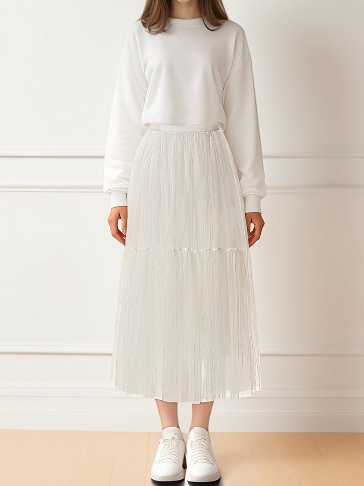 DEBAIJIA Meshrock Damen hoher Taille rock Falten Strand Maxirock von DEBAIJIA