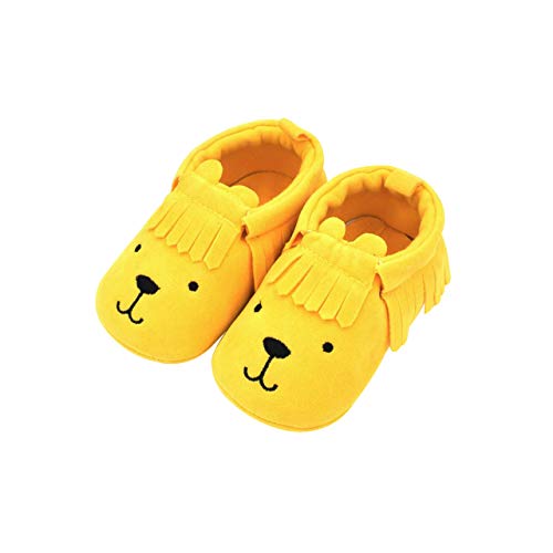 DEBAIJIA Weiches Leder Baby Jungen Mädchen Schuhe Wildleder Kleinkind Schuhe rutschfeste Tiere Muster Quaste Mode Lässig Prewalker Schuhe Geeignet für 6-18 Monate Kleinkind Slip-on-Verschluss von DEBAIJIA