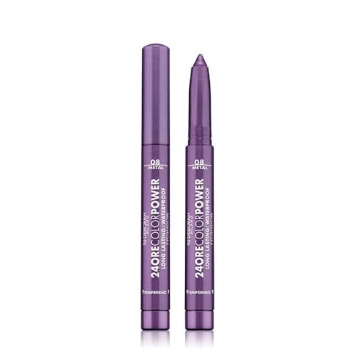 DEBORAH Milano Lidschatten 24 Stunden Color Power Waterproof, Nr. 8 Deep Purple, Lidschatten mit Stick, hoher Halt von DEBORAH