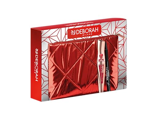Deborah Milano Idee Geschenkbeutel, inkl. Mascara Instant Maxi Volumen mit Granatapfelöl und Eyeliner Pen 24 Stunden extra schwarz, Nr. 08 von DEBORAH