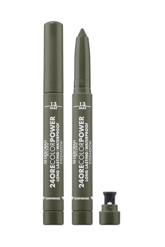 Deborah Milano Lidschatten 24 Stunden Color Power Waterproof, N.13 Military Green, Lidschatten mit Stick, hoher Halt von DEBORAH