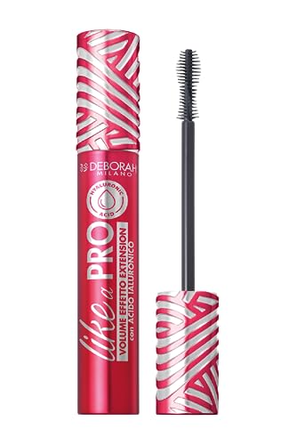 Deborah Milano Like a Pro Mascara mit Hyaluronsäure, gibt extra Volumen und unendliche Länge für definierte und multiplizierte Wimpern, Extension-Effekt, 13 ml von DEBORAH