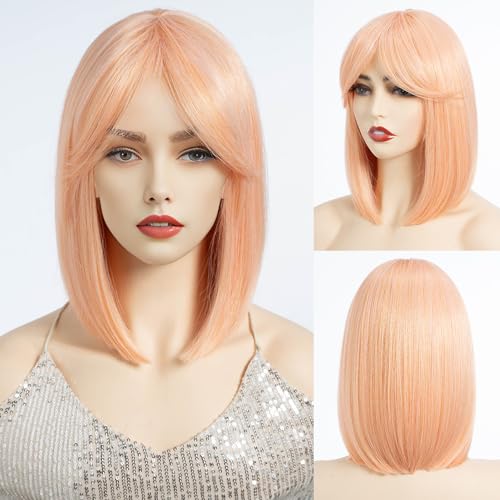 DÉBUT Gerade Bob Haar Perücke mit Pony für Frauen Hitzebeständig Synthetische Perücken mit Pony für tägliche Party Cosplay Wea（25 cm, TFC22） von DÉBUT