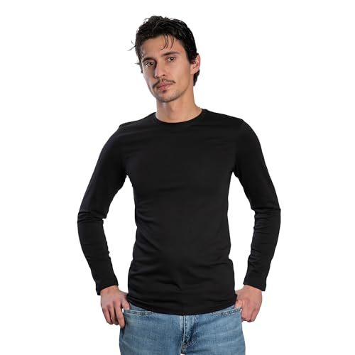 DECADE - Herren Langarm T-Shirt, Rundhalsausschnitt, Schwarz M020, S von DECADE