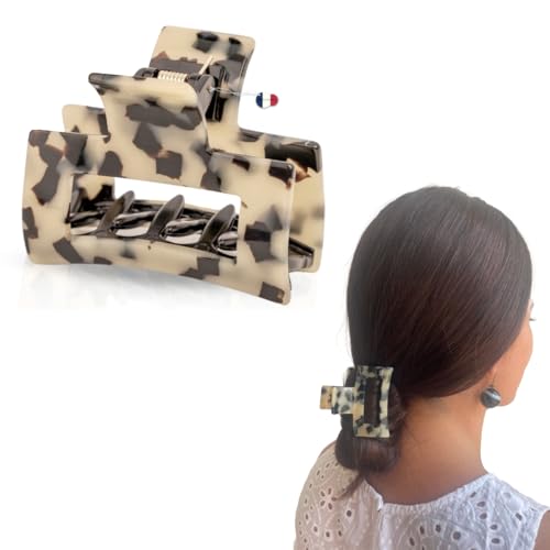 Decap Damen-Haarspange, rechteckig, hohl, perfekter Halt, hergestellt in Frankreich, hergestellt in Frankreich, französische Qualität (CAREY weiß) von DECAP