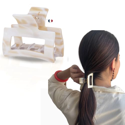 Decap Damen-Haarspange, rechteckig, hohl, perfekter Halt, hergestellt in Frankreich (MARFIL) von DECAP