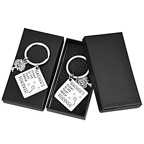 DECARETA 2 Stück Schlüsselanhänger Lehrer Edelstahl Lehrerin Dank Keychain Schlüsselbund mit Gravur Quader Rechteck Schlüsselring Anhänger Als Geschenk für Lehrer Lehrer Tag Thanksgiving von DECARETA