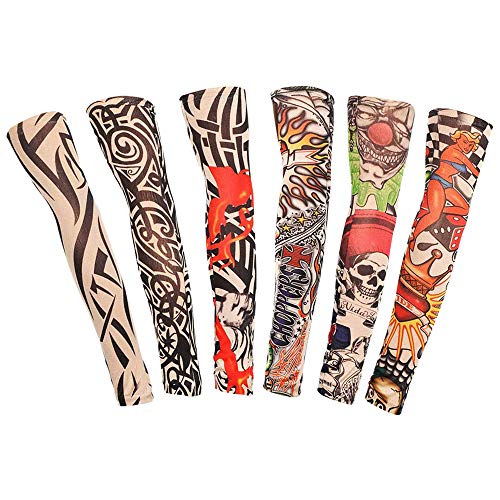 DECARETA 6 Stück Tattoo Sleeves Arm Tattoo Ärmel Sleeve Temporäre Tattoos Tätowierung Armstulpen-Kit Sonnenschutz Arm Strümpfe Zubehör für Party Unisex Männer Frau dünne von DECARETA