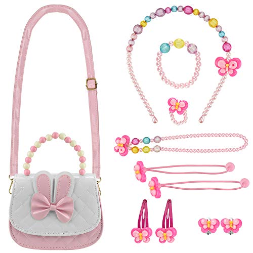 DECARETA Schmuckset Mädchen Handtasche Mit Halskette Armband Ring - Kinderschmuck Für Party Dress Up von DECARETA