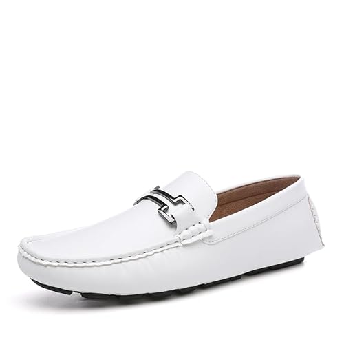 DECARSDZ Herren Casual Penny Loafers Mokassins Slip-Ons Fahr- & Bootsschuhe, Weiss/opulenter Garten, 42.5 EU von DECARSDZ