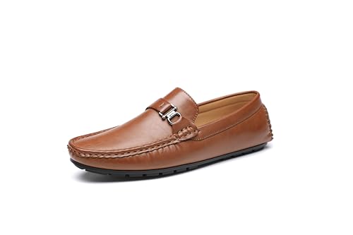 DECARSDZ Herren Penny Loafers Schlupfschuhe Mokassins Fahren Weiß Boot Kleid Schuhe, Braun, 42 EU von DECARSDZ