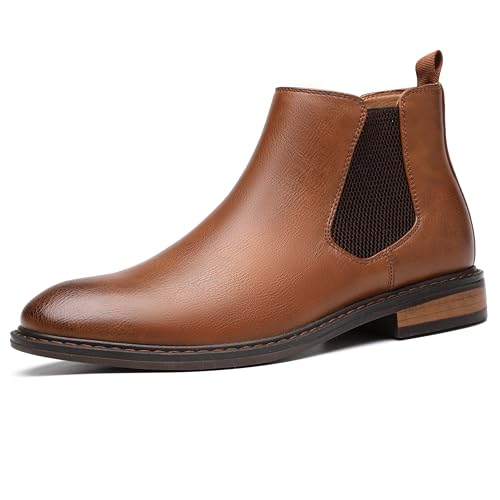 DECARSDZ Klassische Chelsea Casual Chukka Stiefel aus veganem Leder, Braun 26, 42 EU von DECARSDZ