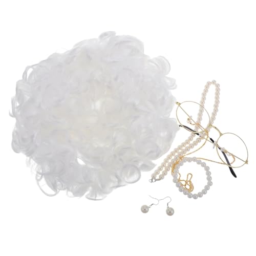 DECHOUS Perücke Für Damen Kostümperücke Perücke Set Mit Brille Accessoire Für Halloween Party Cosplay Outfit Für Erwachsene von DECHOUS