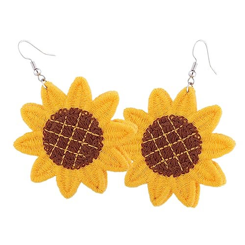 DECHOUS 1Paar Sonnenblumenohrringe für Damen Hypoallergen Große Metallblumen Anhänger für Sommerstrand und Alltagslooks Handgefertigt und von DECHOUS