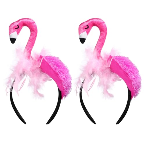 DECHOUS 2 Stück Rosa Flamingo-Stirnbänder Für Mädchen Kreativer Hawaii-Flamingo-Kopfschmuck Lustiger Tropischer Karnevalshut Süßes Flamingo-Kostümzubehör Für Kinder von DECHOUS
