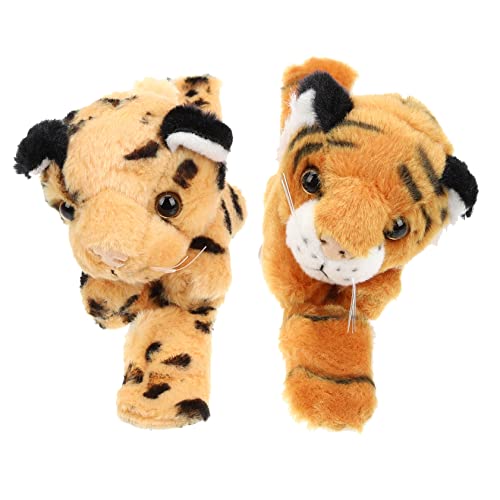 DECHOUS 2 Stücke Plüsch Slap Armbänder für Kinder Flauschige Stofftier Armbänder mit Tiermotiven für Dschungelpartys und Spielzeuggeschenke von DECHOUS
