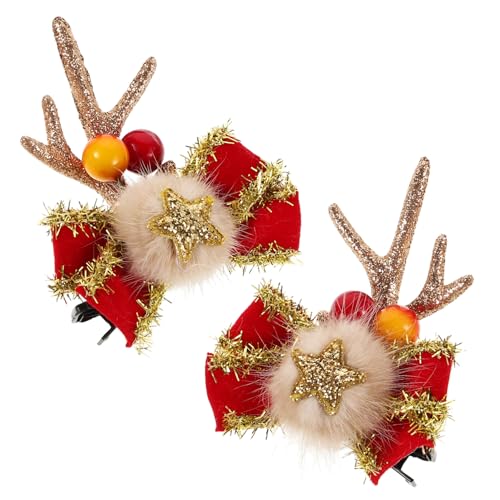 DECHOUS 2stücke Weihnachts-haarclips Mit Niedlichen Rentierantlers Und Ohren Festliche Haaraccessoires Für Mädchen Für Partys Und Fotoshootings von DECHOUS
