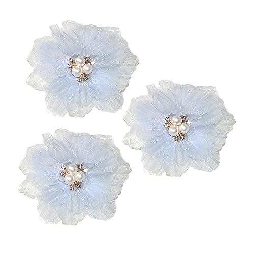 DECHOUS 3 Stück Blumen Haarklammern für Mädchen Teenager und Faltbare Haarspangen Blau für Partys Hochzeiten und Festliche Anlässe von DECHOUS