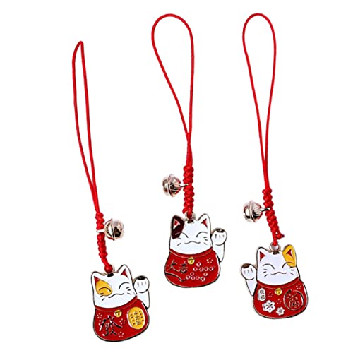 DECHOUS 3St Schlüsselanhänger deko Kawaii anhänger Zubehör Aufhängen Rückspiegels glücklicher Katzentelefonanhänger hängende Verzierungen der japanischen Katze Wagen Ornament von DECHOUS