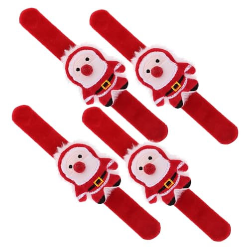 DECHOUS 4 Stck Teiliges Slap Armband aus Weichem Plüsch mit Santa Claus Motiv Niedliche und Langlebige Klapparmbänder für Mädchen als Partygeschenk Spielpreis und Geschenkbeigabe von DECHOUS