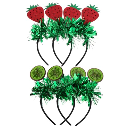 DECHOUS 4 Stück Glitzernde Erdbeer-Stirnbänder Dekorativ Gefederter Haarreifen Niedlicher Fruchtform-Kopfschmuck Für Frauen Und Mädchen Erdbeer-Kostüm-Zubehör von DECHOUS