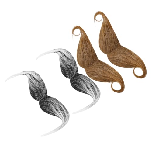 DECHOUS 4 Stück Teiliges Fake Schnurrbärte für Kostüm Accessoires Lustige Verkleidung für Halloween Fasching Cosplay mit Selbstklebendem Design von DECHOUS