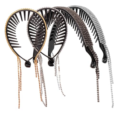 DECHOUS 4 Stück Teiliges Haarklammer mit Strassbesatz Glitzernde Haarspangen für Dutt und Pferdeschwanz Damen Haarschmuck für Hochzeit Party Alltag Sichere Langlebige und Schonende von DECHOUS