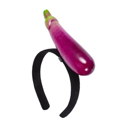 DECHOUS 4 Stück Teiliges Haarreifen mit Realistischem Auberginen design Lustiges Gemüse stirnband für Mädchen und Frauen Originelles Party accessoire Passend für Kopfgrößen von DECHOUS