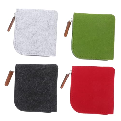 DECHOUS 4stücke Filz Münzbörse Für Mädchen Mit Reißverschluss Praktische Aufbewahrungstaschen in Rot Hellgrau Grün Und Dunkelgrau Für Geld Schlüssel Und Kleingeld von DECHOUS
