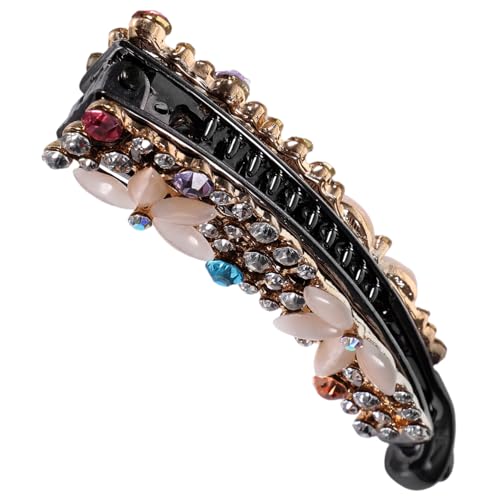 DECHOUS Große Vintage Bananenspange mit Funkelnden Strasssteinen und Opal für Dickes Haar Langlebige Haarklammer für Damen als Pferdeschwanz Halter und Modisches Haaraccessoire von DECHOUS
