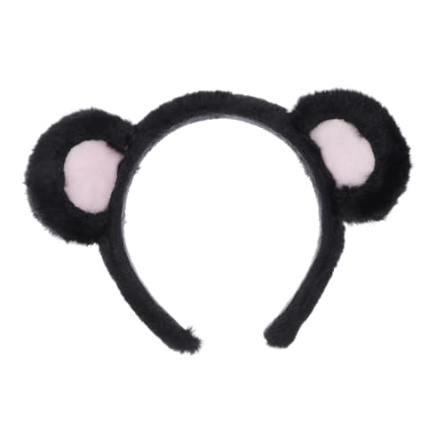 DECHOUS Haarbänder Für Mädchen Flauschige Schwarze Bärenohren Stirnbänder Für Frauen Weibliche Kopfbedeckung Bärenohren Rosa Quadratisches Stirnband Bärenohr Stirnband Bären von DECHOUS