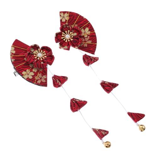 DECHOUS Haarspange im Japanischen Stil mit Fächerform und Quaste 1 Paar Haarnadeln aus Stoff und Zinklegierung für Mädchen und Eleganter Haarschmuck für Partys und Besondere Anlässe von DECHOUS