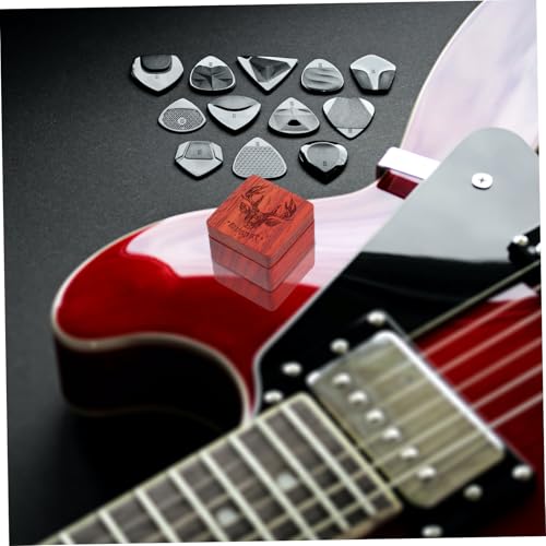 DECHOUS Holz Plektrum Aufbewahrungsbox aus Stabile Pick Box Sicheren Lagerung von Gitarrenpicks Vielseitiger Organizer für Akustik Bass und Ukulelen Plektren Gitarrenzubehör von DECHOUS
