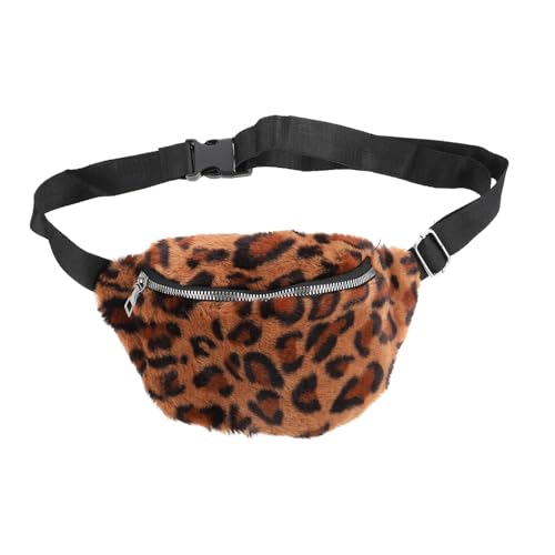 DECHOUS Hüfttasche Kunstpelz Versatile Umhängetasche Mit Reißverschluss Trendige Leopardenoptik Praktische Fanny Pack Für Handy Und Essentials Schicke Schultertasche von DECHOUS