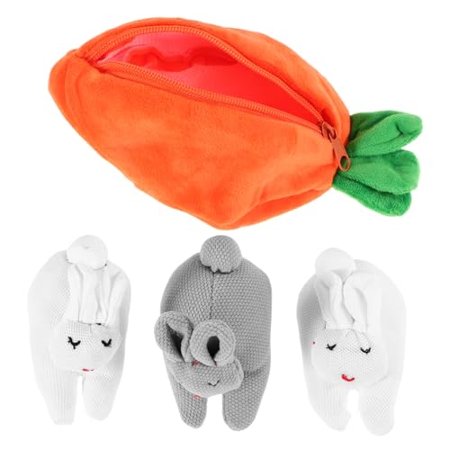 DECHOUS Kaninchen Geldbörse Realistisch Mit Herz Karotten Ornament Häschen Stofftier Süße Kuscheltiere Für Teenager Plüschhase Fell Häschen Geldbörse Für Münzgeldbörse Stoff von DECHOUS