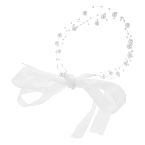 DECHOUS Mehrlagiges Perlenstirnband für Braut Haarschmuck mit Transparentem Fischlinien Design Modisches Weißes Kopfschmuck Accessoire für Hochzeit Party Festtage von DECHOUS