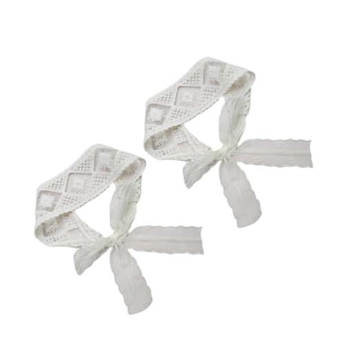 DECHOUS Neugeborenen Kopfbedeckungen 2 Stücke Baby Haarbänder Mädchen Haar Band Weiß Spitze Stirnband Baby von DECHOUS