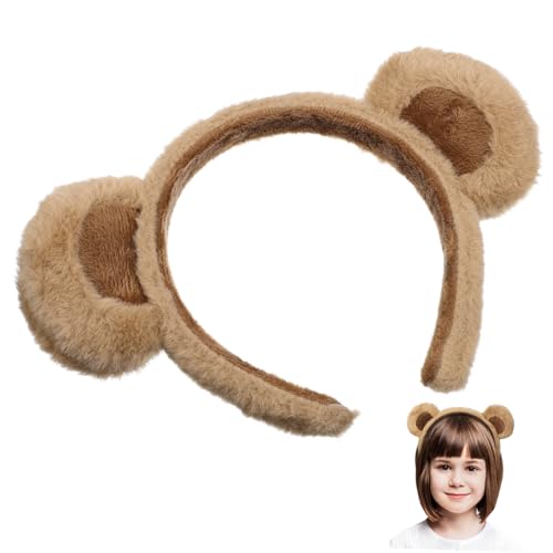 DECHOUS Niedliche Muster Stirnbänder Geburtstags Haar Accessoires Mokkabraune Bärenohren Festival Haarbänder Mädchen Haarband Schickes Bären Stirnband Druck Turban Flauschiges von DECHOUS
