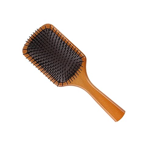 DECHOUS Paddle Brush Holz mit Luftkissen und Nylonpins Kopfhautmassagebürste mit Elastischem Polster Entwirrt Haare und Stimuliert Durchblutung für Frauen und Dickes Haar von DECHOUS