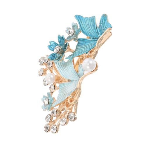 DECHOUS Retro Haarklammer Blume Schmetterling mit Strass und Perlen Eleganter Leichter Haarclip für Frauen Fester Griff Vielseitig für Hochzeit Party und Alltag von DECHOUS
