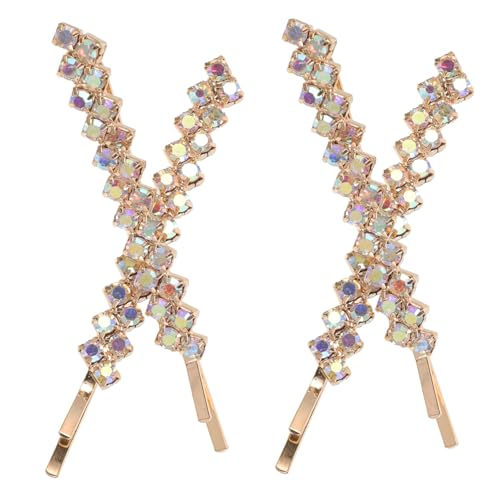 DECOMELODY 1 Satz 2 Paar Haarnadel Aus Kristall Quaste Edelstein-aufkleber Abschlussball Haarschmuck Goldene Haarperlen Funkeln Haarkristalle U Geformtes Haar Herz Reize Griffe Gel Legierung von DECOMELODY