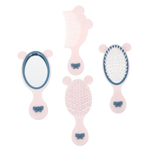 DECOMELODY 1 Satz Kleine Haarbürste Set für Kleinkinder Tragbare Entwirrbürste mit Handspiegel und Stylingkamm für Mädchen Süßes Design für Unterwegs Hause Schonend für Kopfhaut Teiliges Set von DECOMELODY